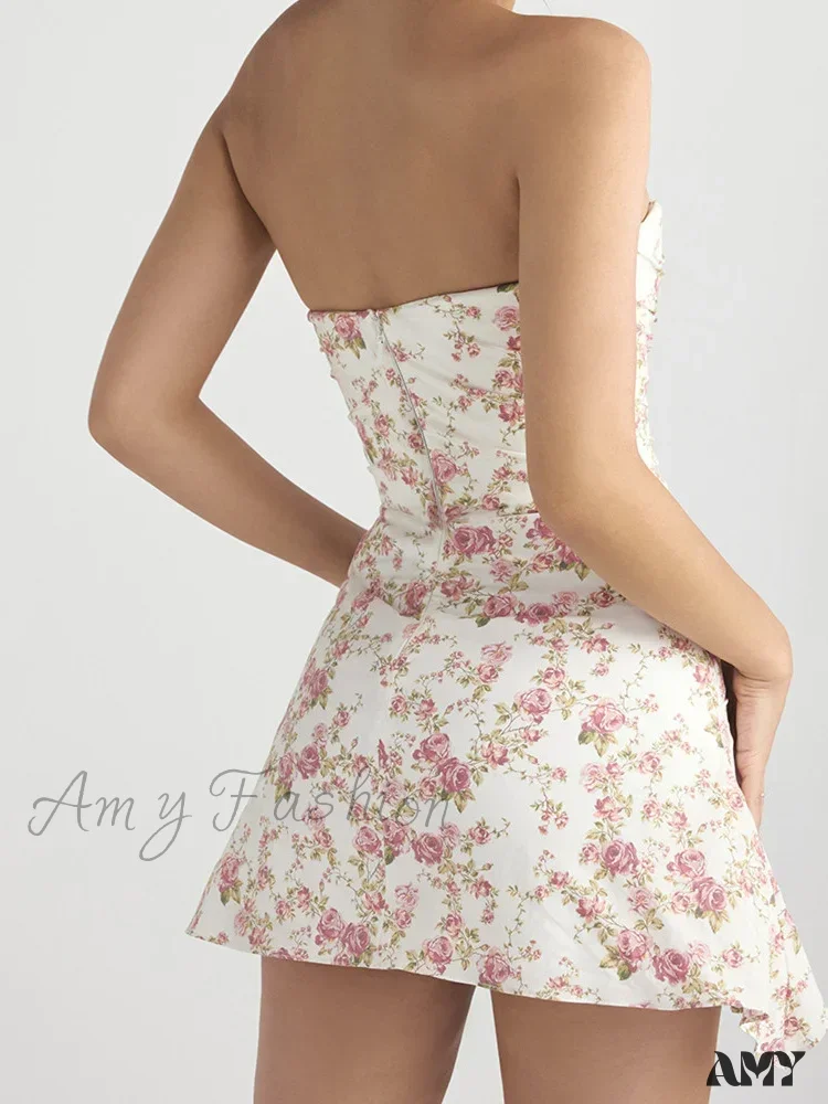 Amy Fashion - Strapless Tube Sexy Off Shoulder Low Cut Ruched Mini Dress - Image 5