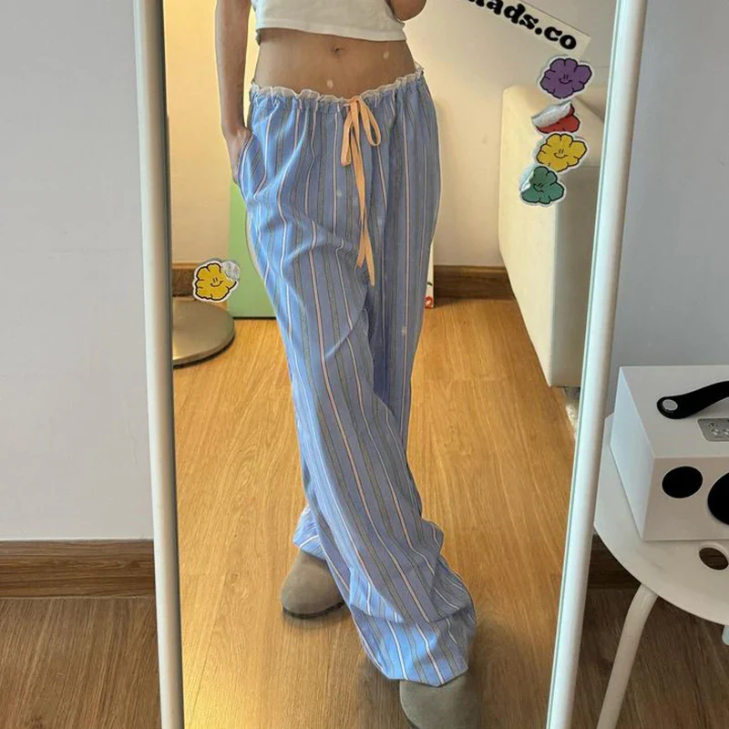 Striped Drawstring Capri Casual Pant - Image 3