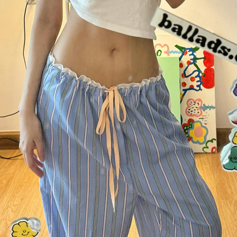 Striped Drawstring Capri Casual Pant - Image 4