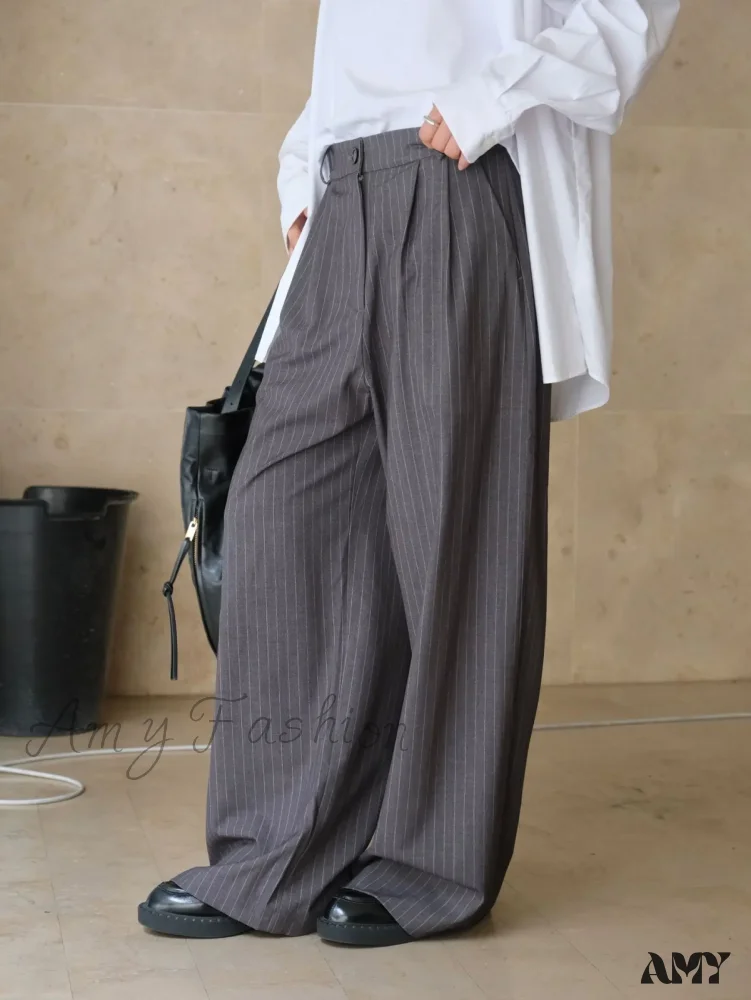 Striped High Waist Loose Spring Autumn Casual Pants - Image 2