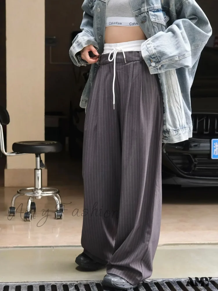 Striped High Waist Loose Spring Autumn Casual Pants - Image 3
