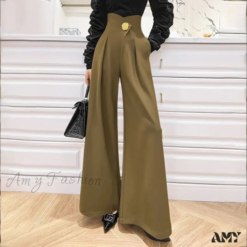 Stylish High Waist Three-Dimensional Spliced Wide Leg Pants - Image 3