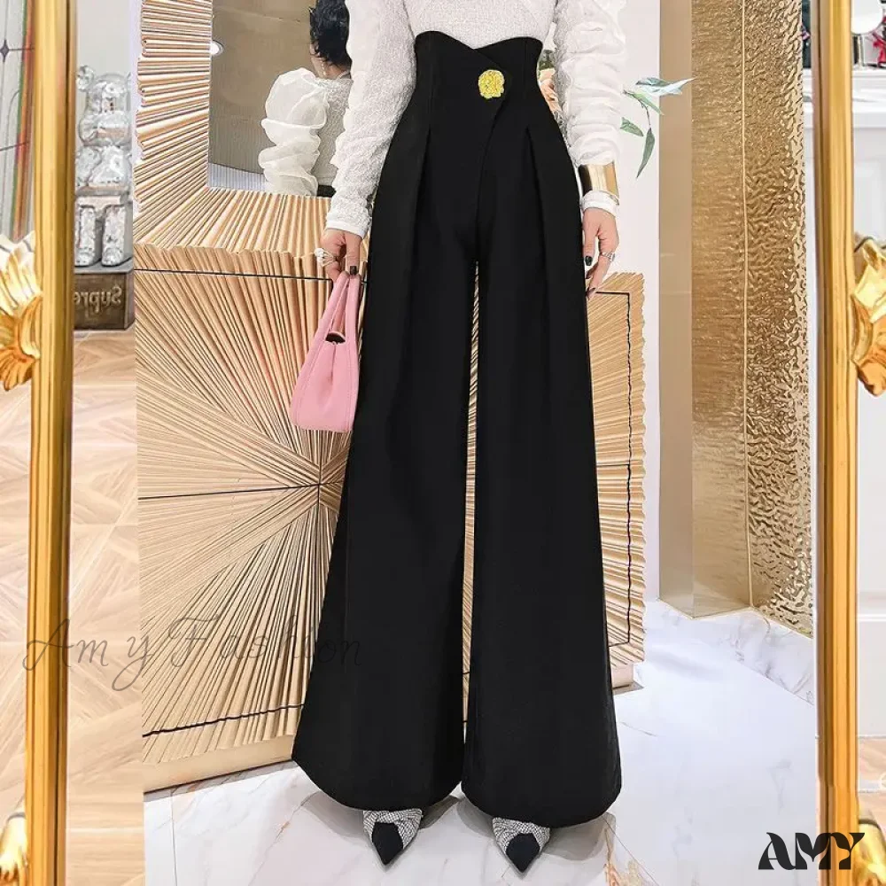 Stylish High Waist Three-Dimensional Spliced Wide Leg Pants - Image 4