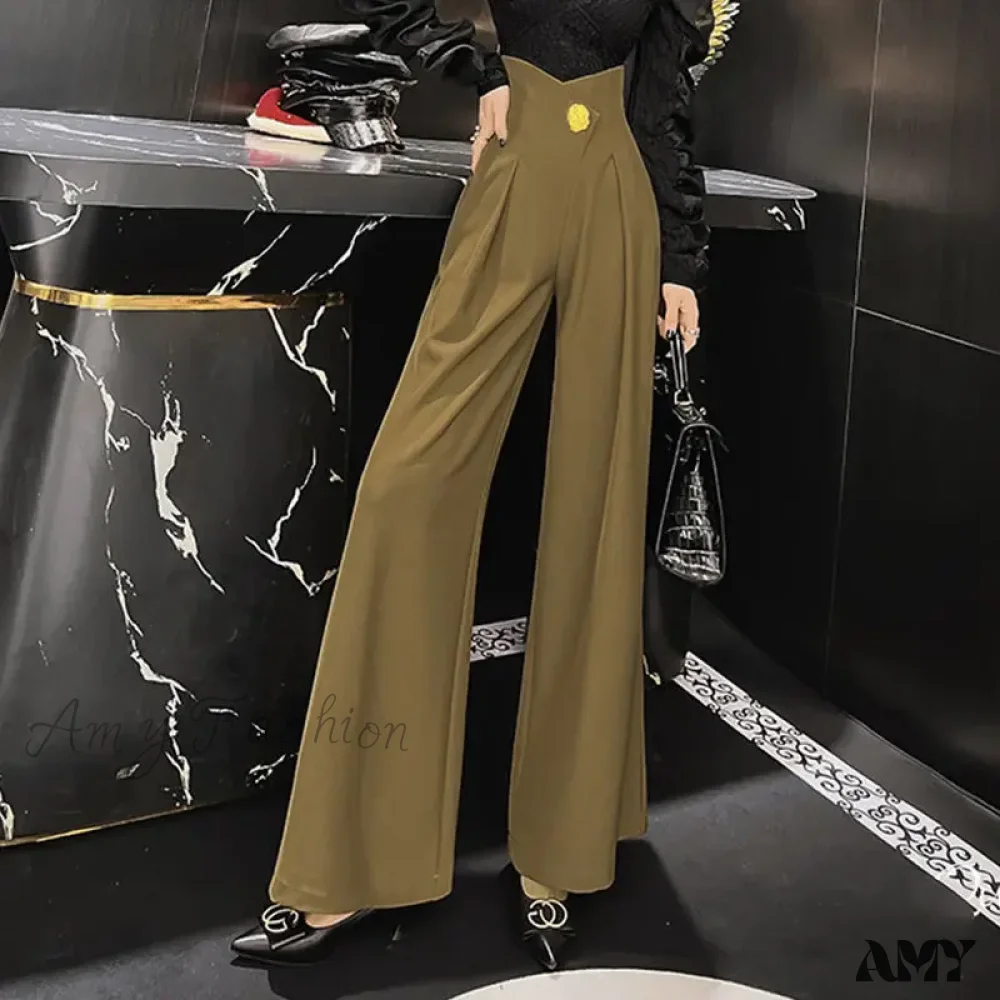 Stylish High Waist Three-Dimensional Spliced Wide Leg Pants - Image 5