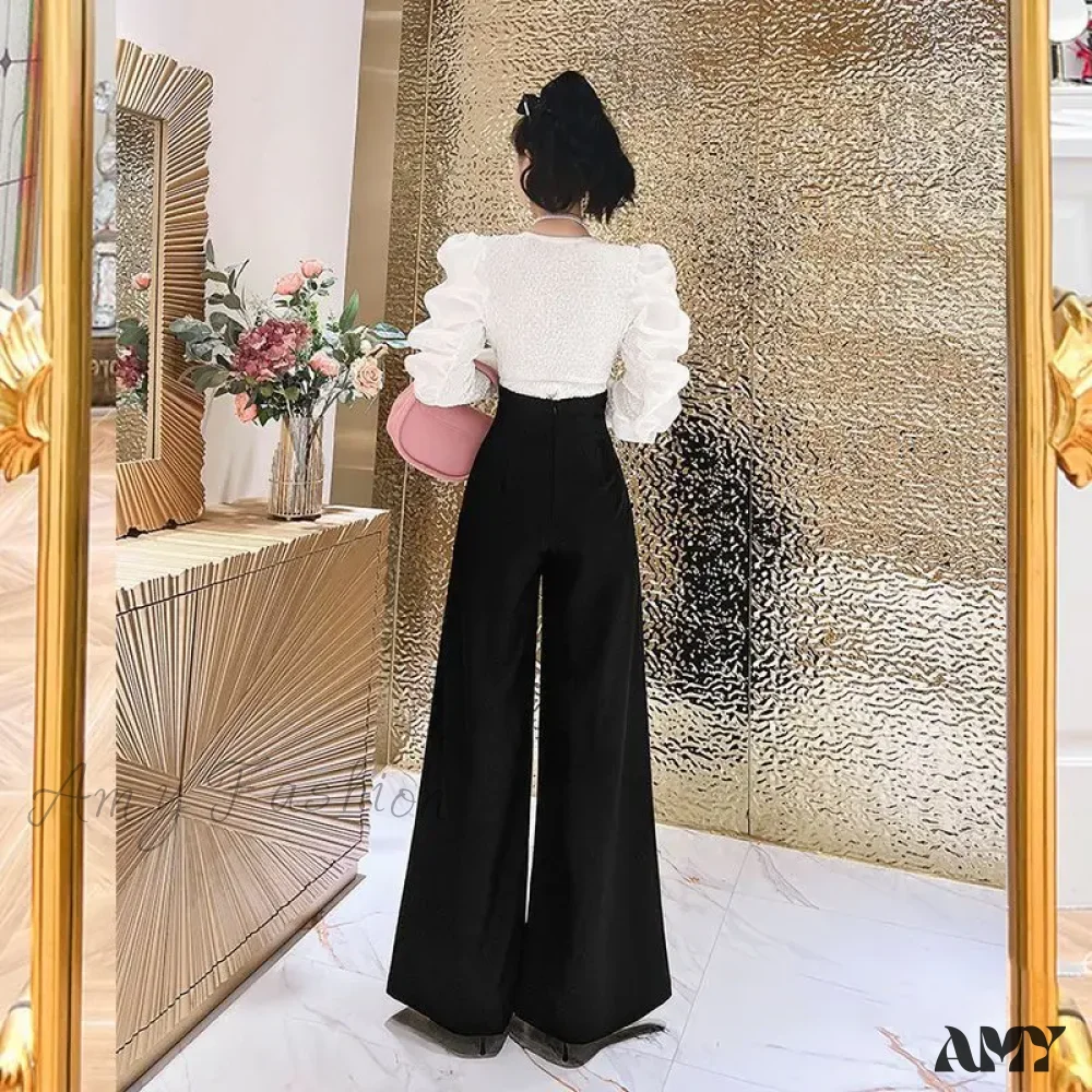 Stylish High Waist Three-Dimensional Spliced Wide Leg Pants - Image 6