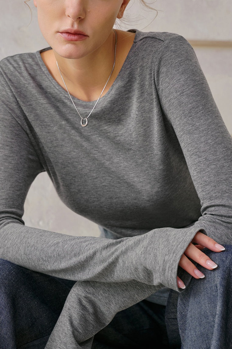 Stylish Wool Tencel Asymmetrical Hem Fitted Base Layer - Image 10