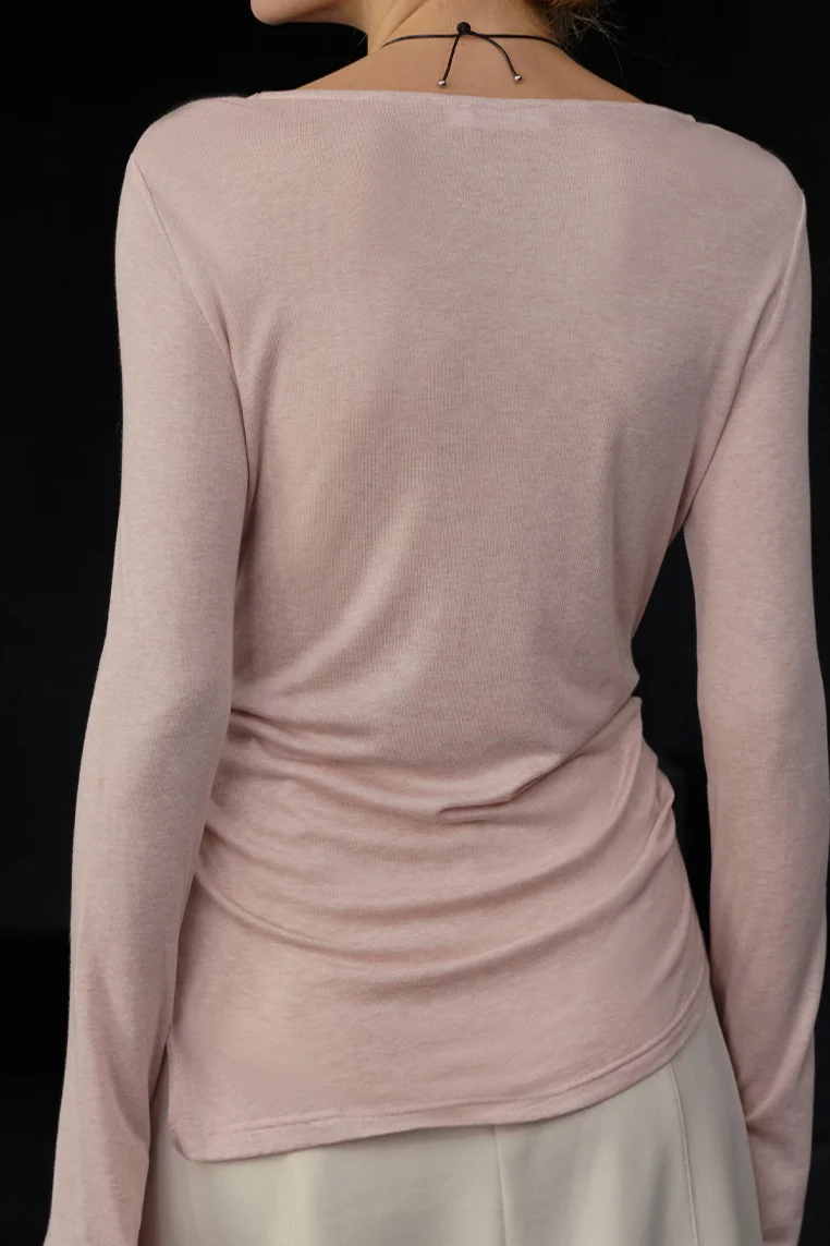 Stylish Wool Tencel Asymmetrical Hem Fitted Base Layer - Image 8