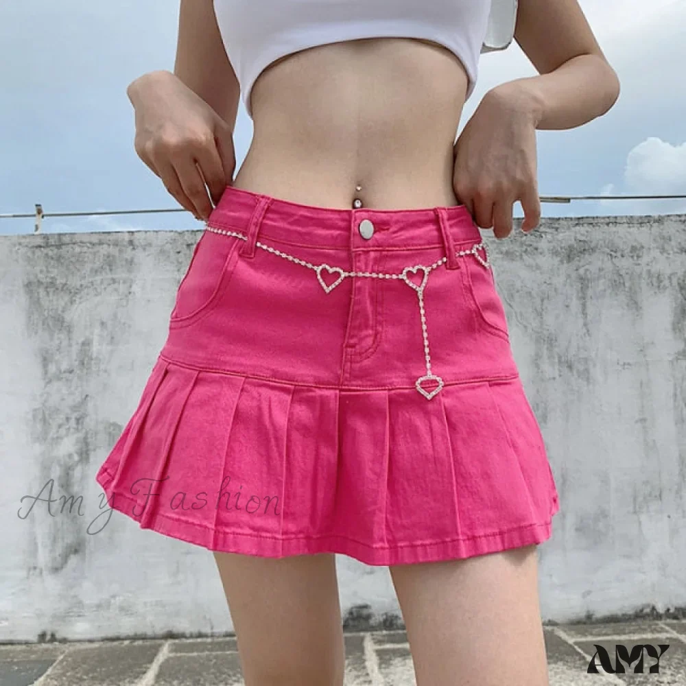 Amy Fashion - Fashion Y2K Demin Skirt - Image 2