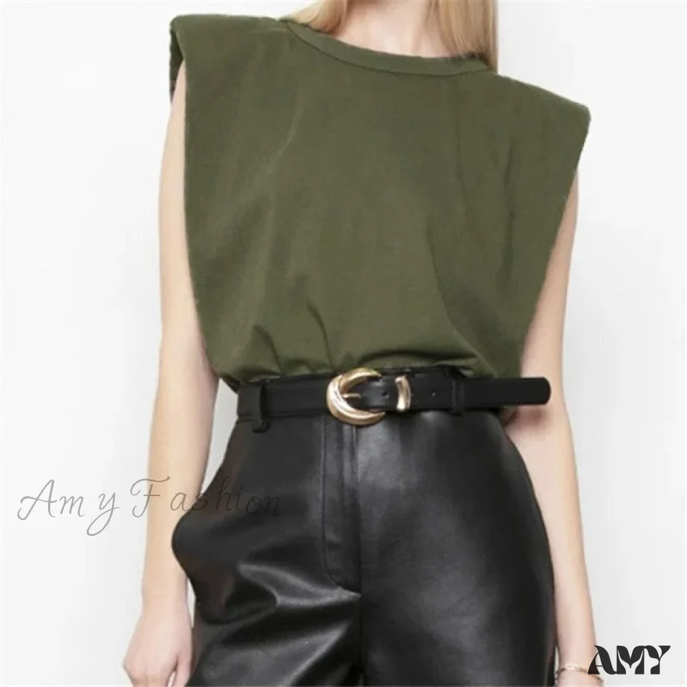 Amy Fashion - Fashion Loose Sleeveless T-shirt - Image 3