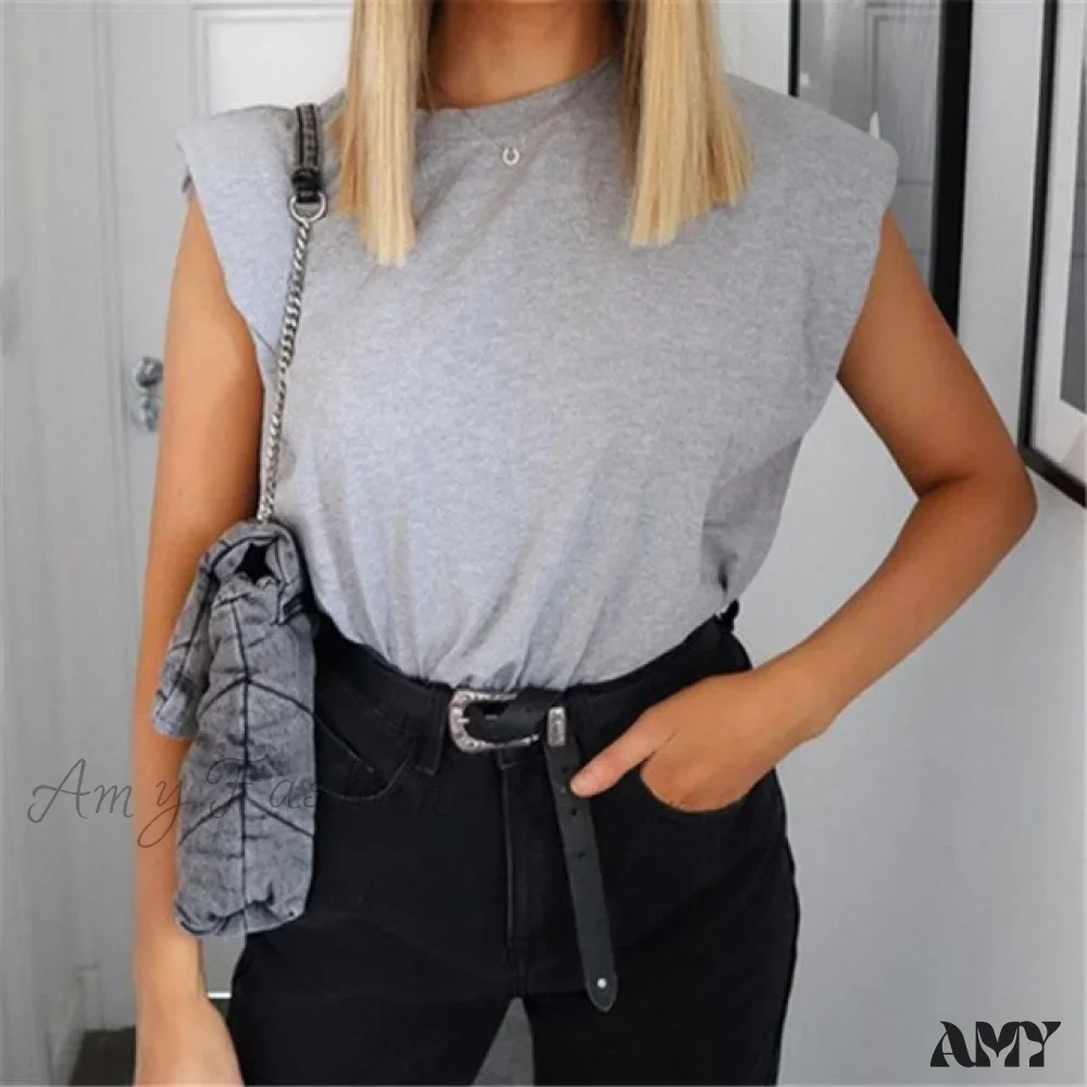Amy Fashion - Fashion Loose Sleeveless T-shirt - Image 4