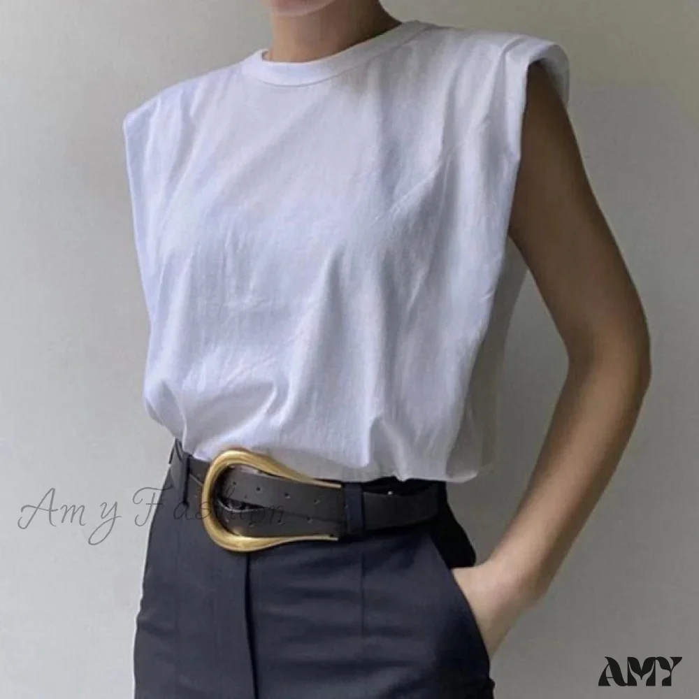 Amy Fashion - Fashion Loose Sleeveless T-shirt - Image 5