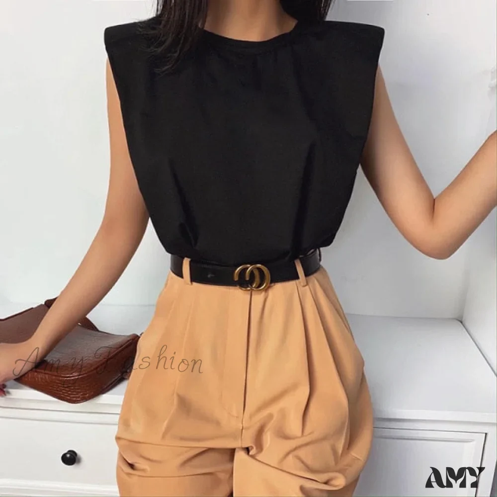 Amy Fashion - Fashion Loose Sleeveless T-shirt - Image 7