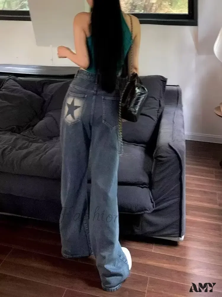 Amy Fashion - Summer High Waisted Loose Design Niche Irregular Light Colored Wide Leg Straight Women's Jean - Image 3