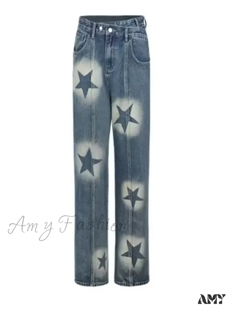 Amy Fashion - Summer High Waisted Loose Design Niche Irregular Light Colored Wide Leg Straight Women's Jean - Image 4