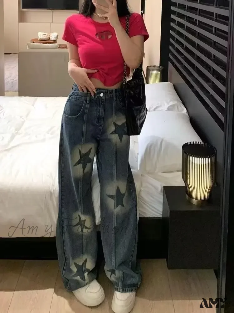 Amy Fashion - Summer High Waisted Loose Design Niche Irregular Light Colored Wide Leg Straight Women's Jean - Image 5