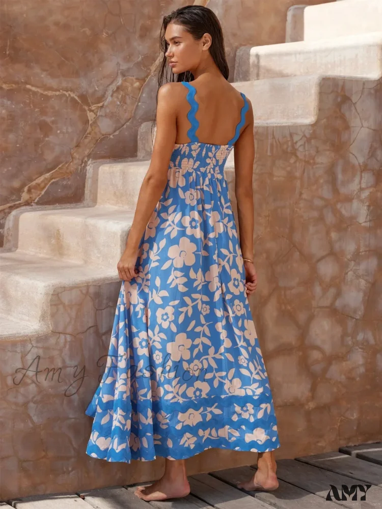 Amy Fashion - Summer Holiday Elegant Vintage Sling Long Maxi Boho Dress - Image 5