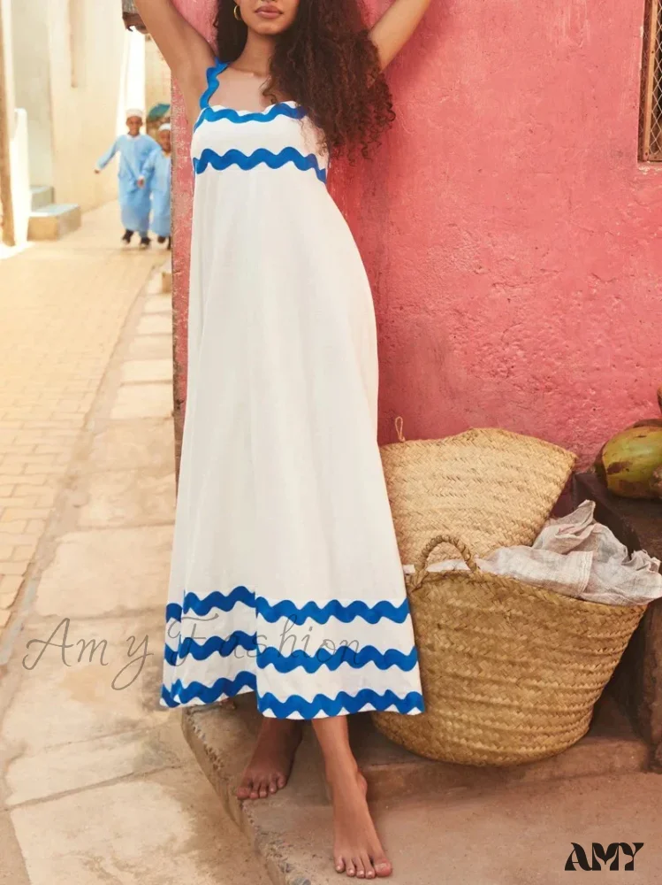 Amy Fashion - Summer Holiday Elegant Vintage Sling Long Maxi Boho Dress - Image 9