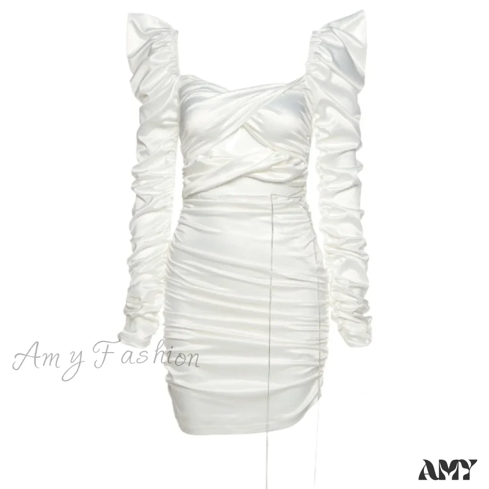 Amy Fashion - Celebrity Lacy Long Sleeve Spice Dresses - Image 3