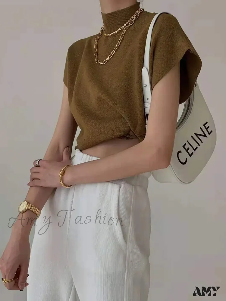 Summer Sexy Fashion Short Sleeve Round Neck Elegant Casual Sweater - Image 2