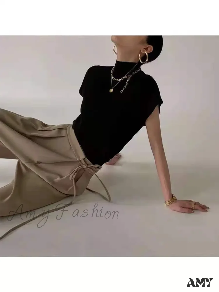 Summer Sexy Fashion Short Sleeve Round Neck Elegant Casual Sweater - Image 3
