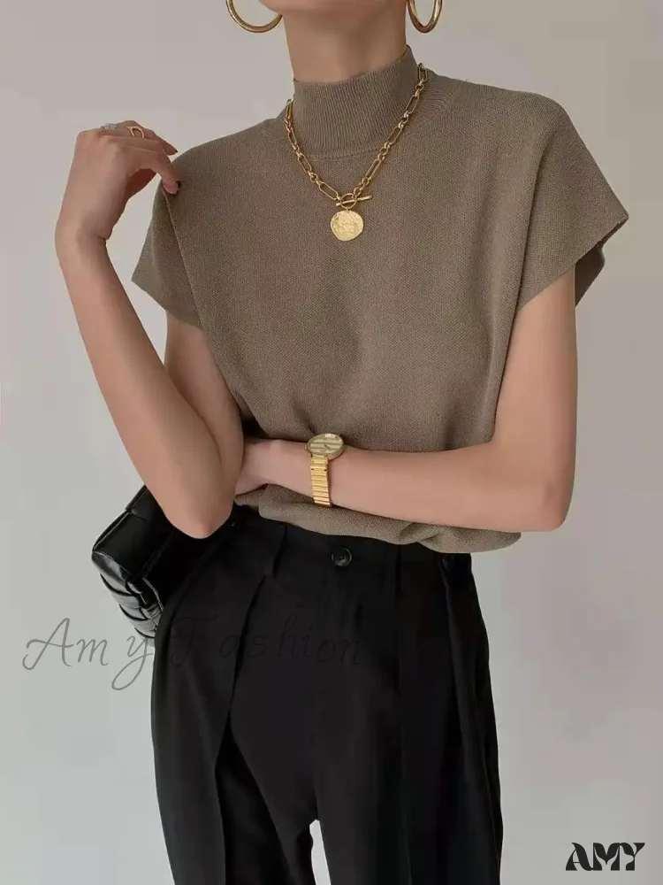 Summer Sexy Fashion Short Sleeve Round Neck Elegant Casual Sweater - Image 4