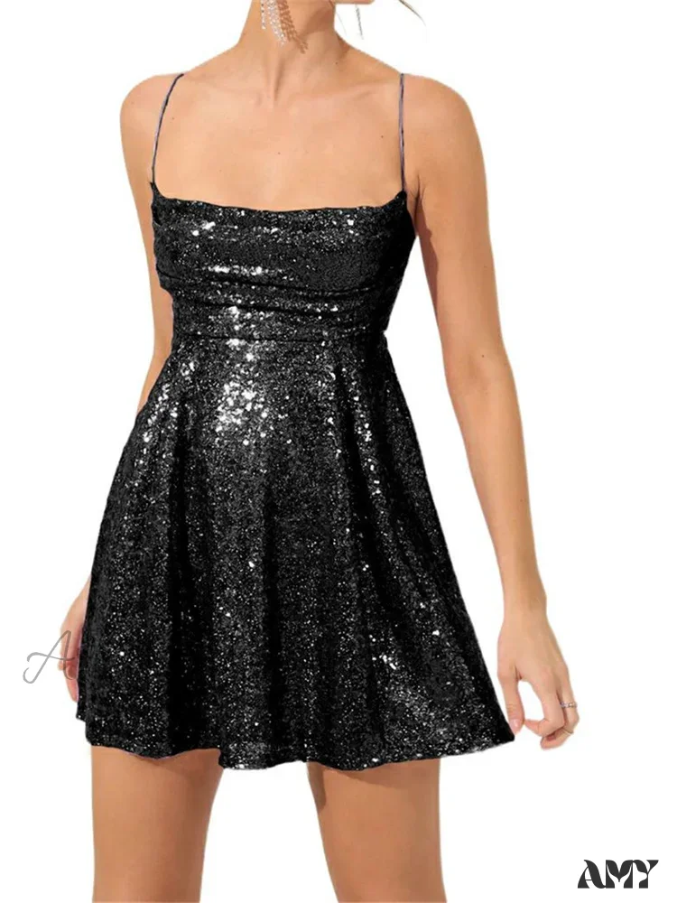 Amy Fashion - Summer Sling Sleeveless Backless Criss Cross Tie Mini Dress - Image 10