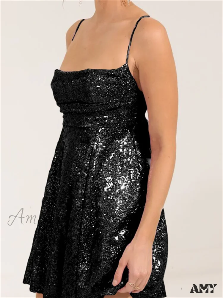 Amy Fashion - Summer Sling Sleeveless Backless Criss Cross Tie Mini Dress - Image 6