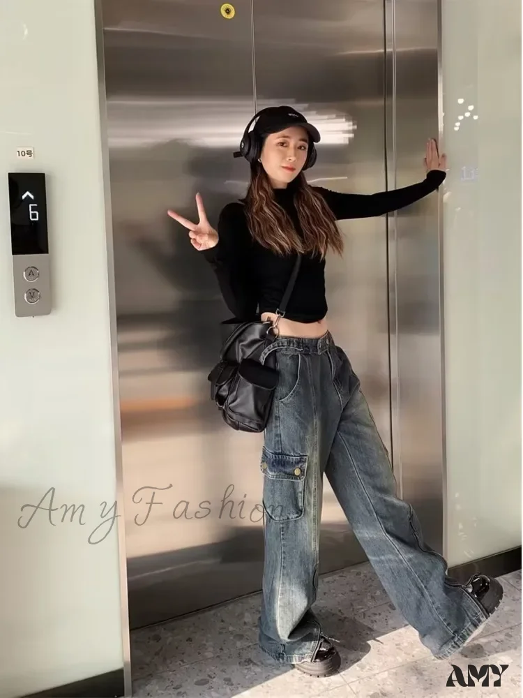 Amy Fashion - Summer Thin Style New High Waisted Skinny Horseshoe Small Flared Straight Leg Jean - Image 5