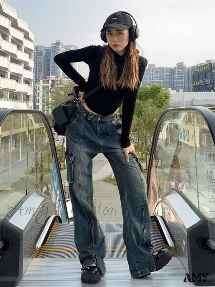 Amy Fashion - Summer Thin Style New High Waisted Skinny Horseshoe Small Flared Straight Leg Jean - Image 6