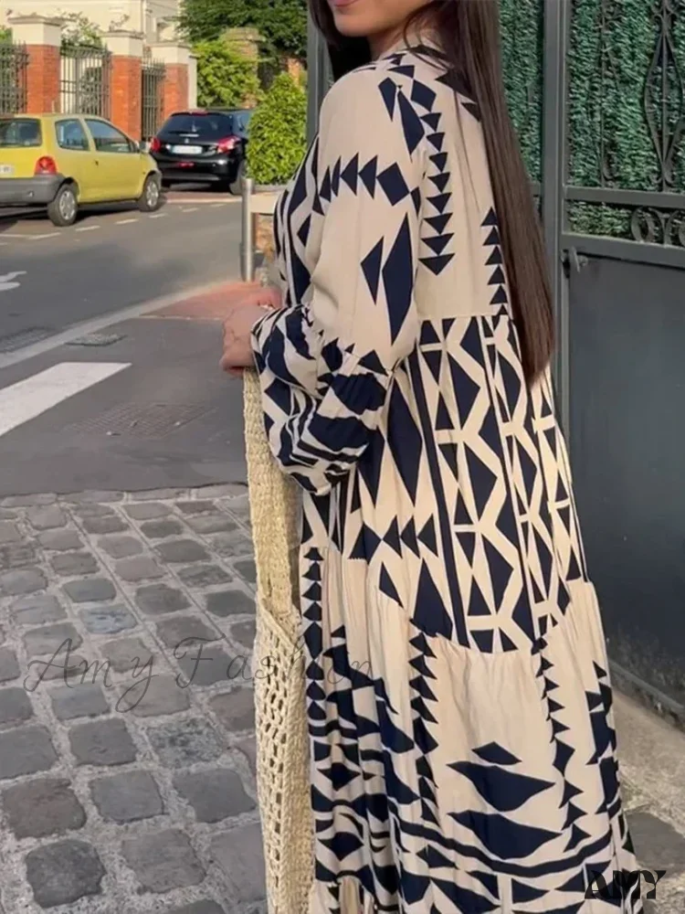 Amy Fashion - Summer Vintage Elegant Long Sleeve Boho Dress - Image 2