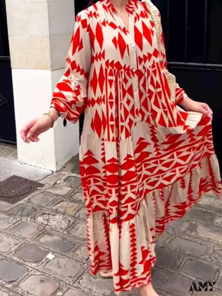 Amy Fashion - Summer Vintage Elegant Long Sleeve Boho Dress - Image 5