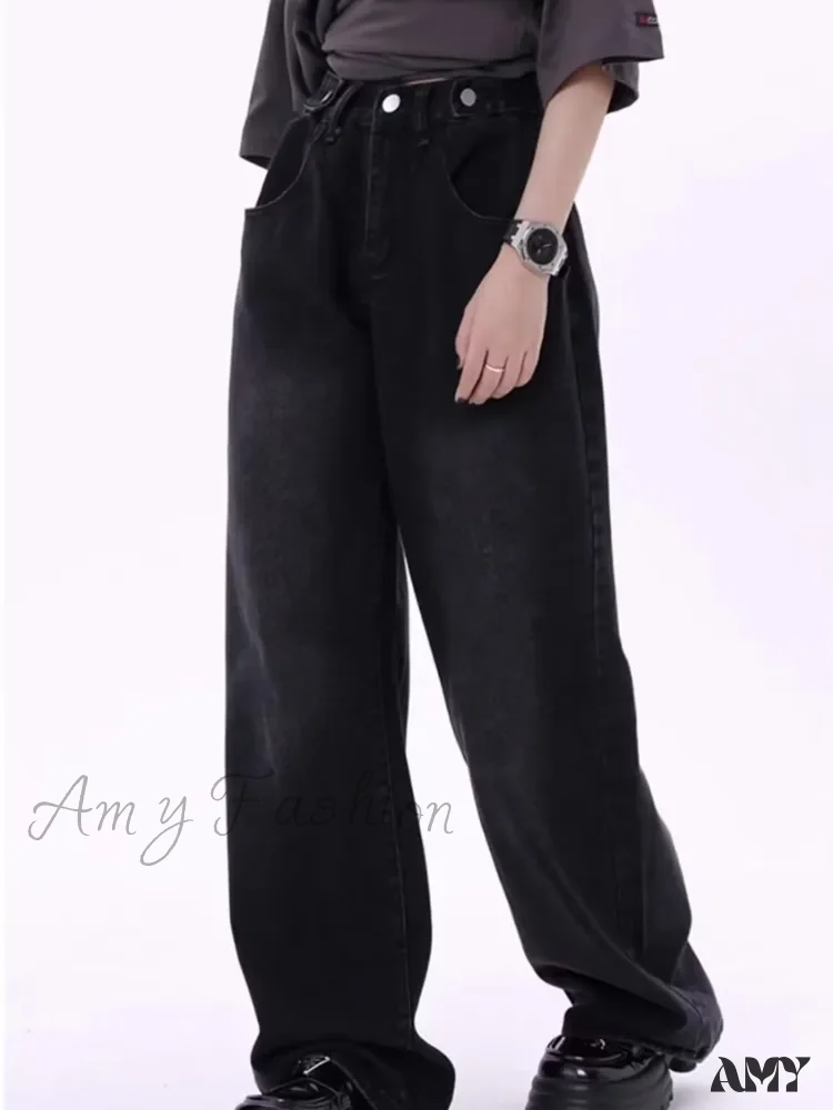 Amy Fashion - Super Soft Thin High Street Slim Loose Autumn New High Waist Wide Leg Women's Jean - Image 2
