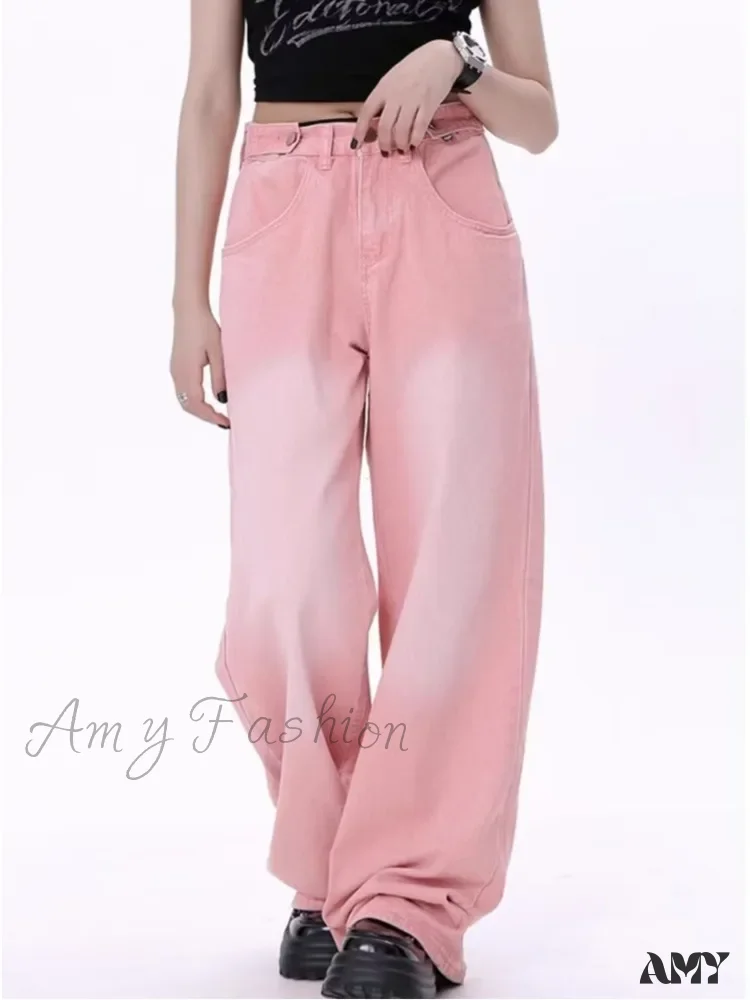 Amy Fashion - Super Soft Thin High Street Slim Loose Autumn New High Waist Wide Leg Women's Jean - Image 5