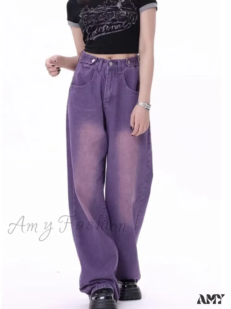 Amy Fashion - Super Soft Thin High Street Slim Loose Autumn New High Waist Wide Leg Women's Jean - Image 6