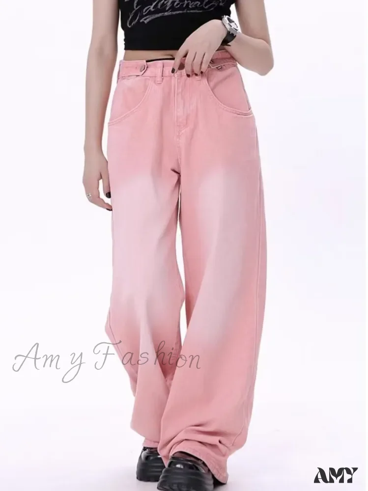 Amy Fashion - Super Soft Thin High Street Slim Loose Autumn New High Waist Wide Leg Women's Jean - Image 7