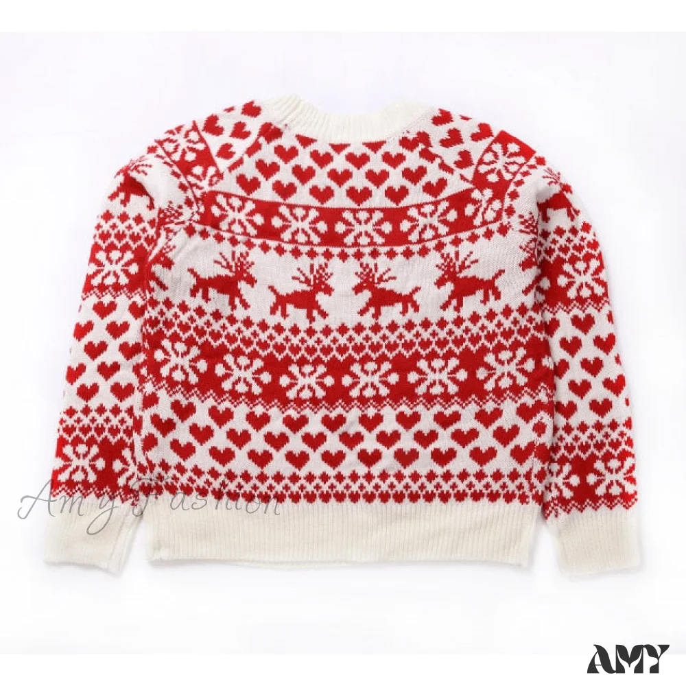 Amy Fashion - Christmas Deer Knitted Long Sleeve Sweater Dress - Image 5