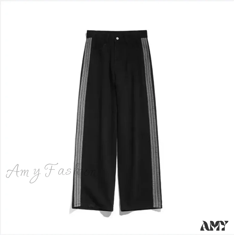 Amy Fashion - Sweeping Floor Spicy Girl Small Loose High Waisted Straight Leg Wide-Leg Jean - Image 3