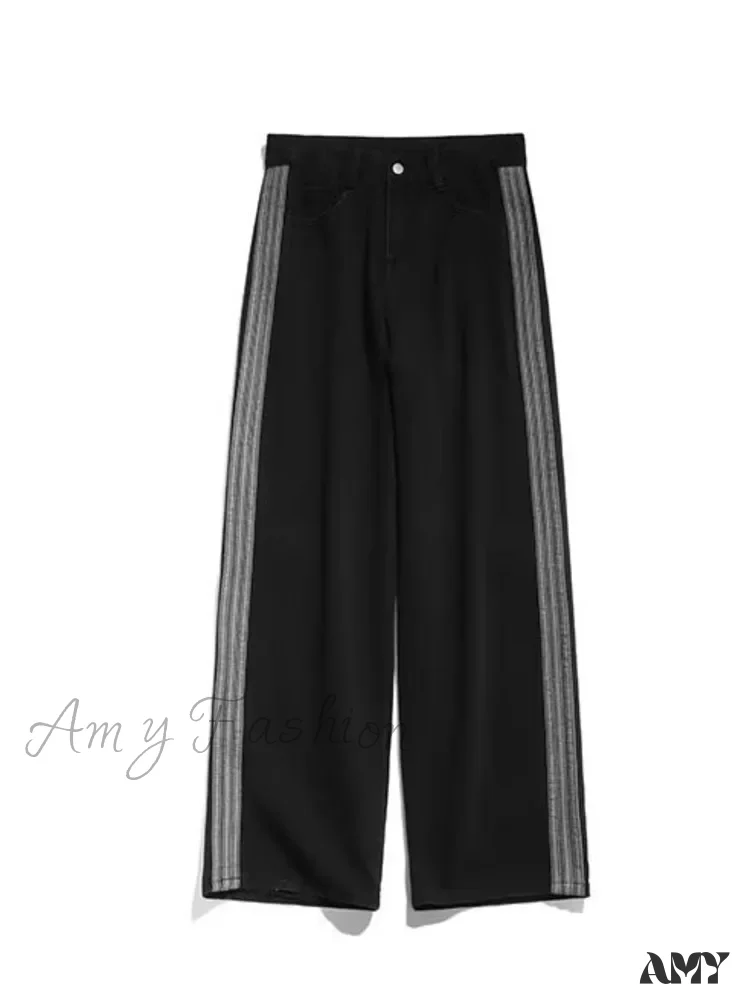 Amy Fashion - Sweeping Floor Spicy Girl Small Loose High Waisted Straight Leg Wide-Leg Jean - Image 4