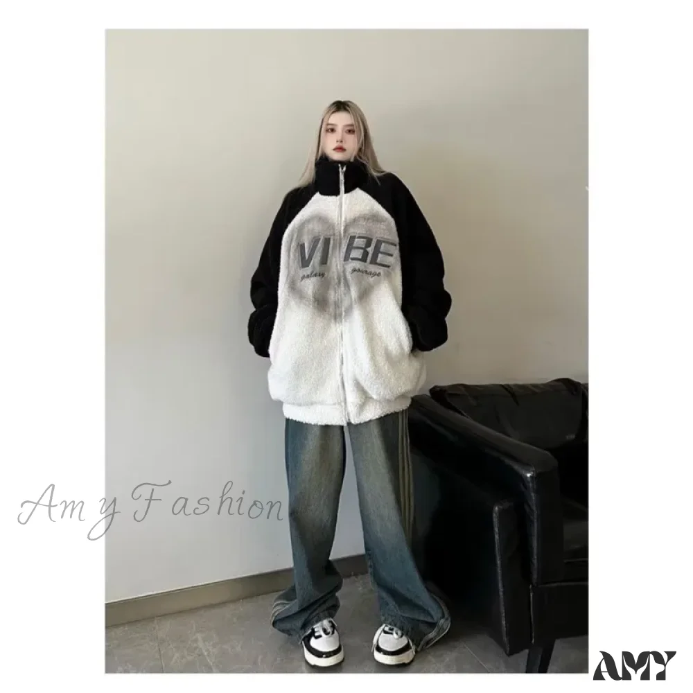 Amy Fashion - Sweeping Floor Spicy Girl Small Loose High Waisted Straight Leg Wide-Leg Jean - Image 6