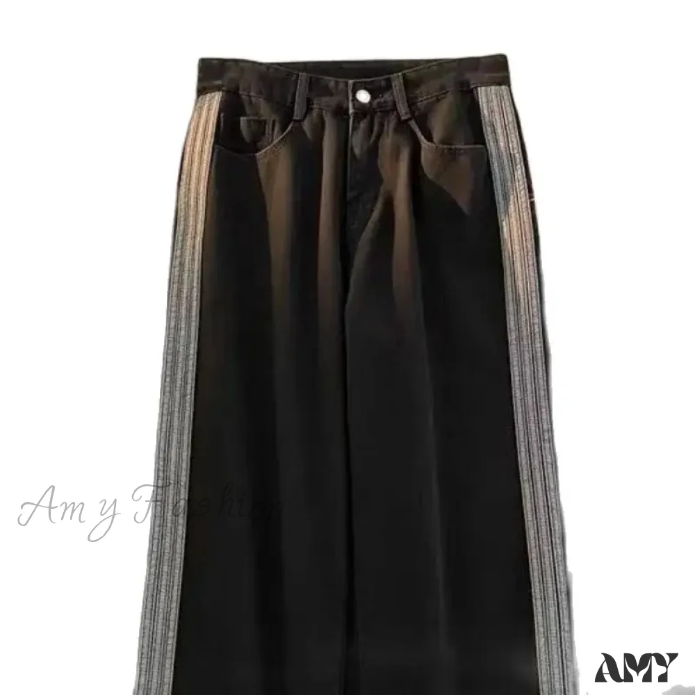 Amy Fashion - Sweeping Floor Spicy Girl Small Loose High Waisted Straight Leg Wide-Leg Jean - Image 2