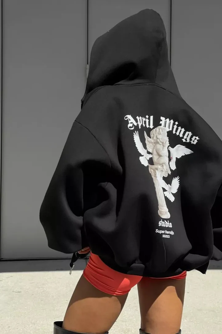 Sweet & Spicy Back Print Loose Zip Hoodie - Image 9