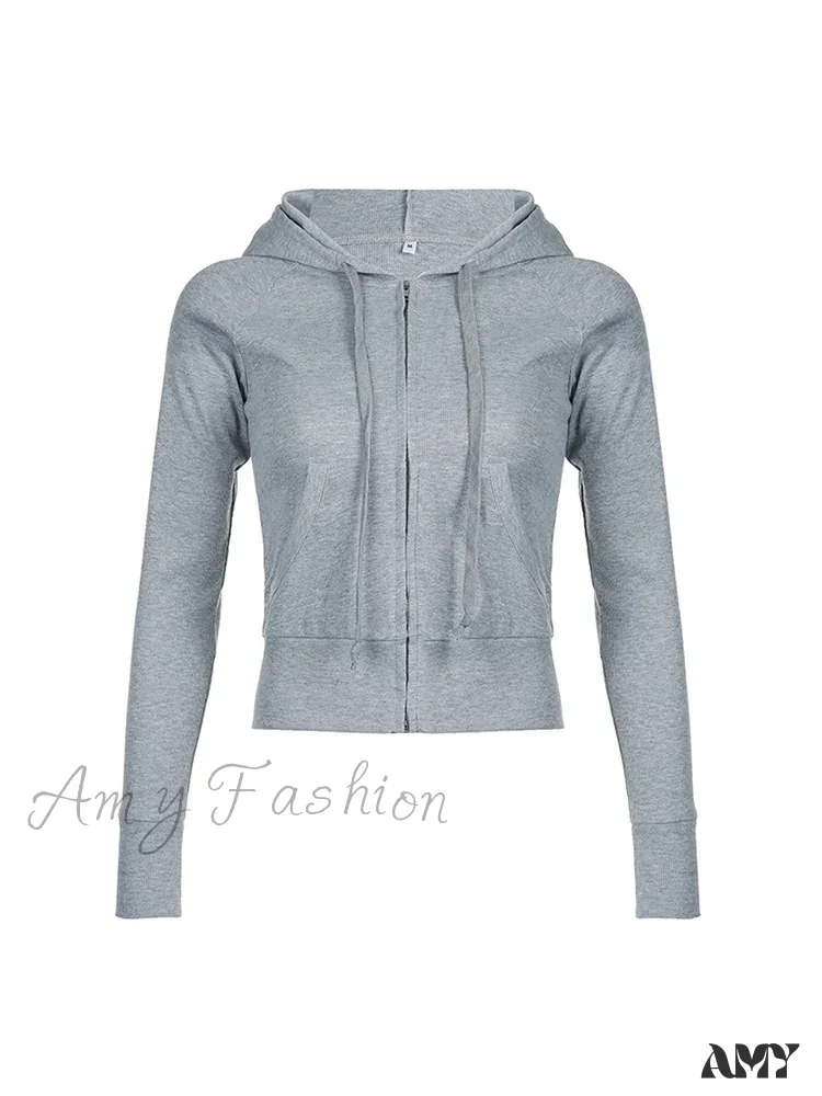 Sweetown Gray Slim Simple Basic Casual Preppy Cozy Stylish Hoodies - Image 5