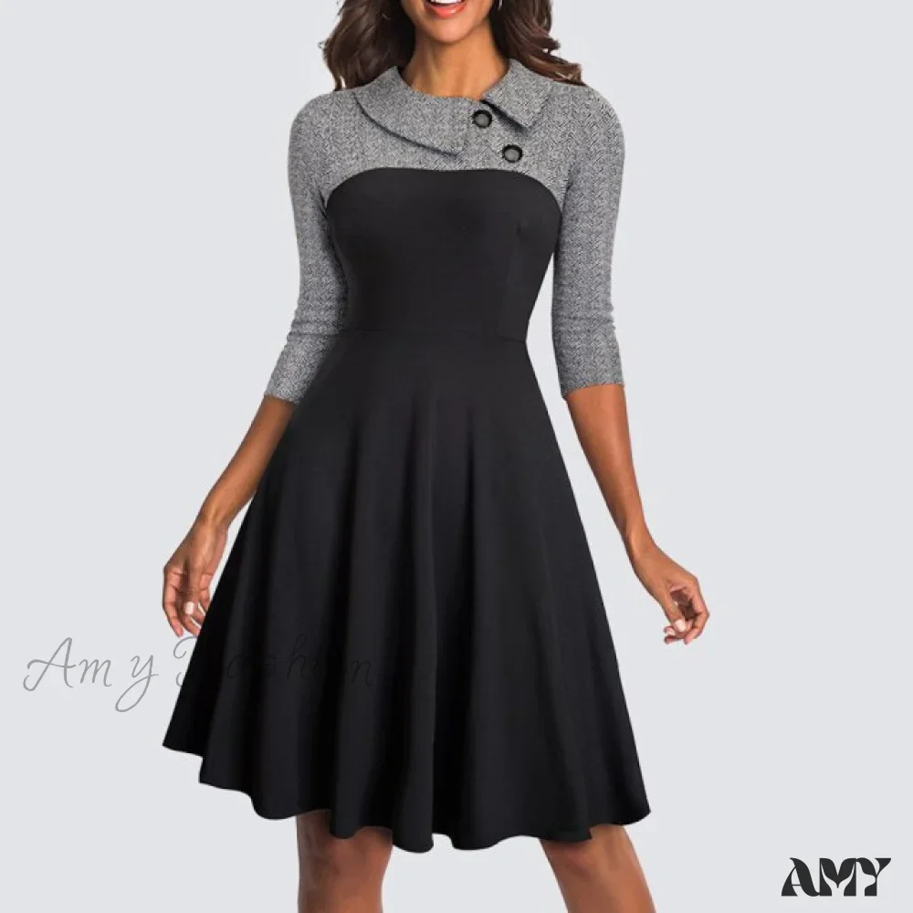 Amy Fashion - Swing Skater Work Office Casual Dress - Image 2