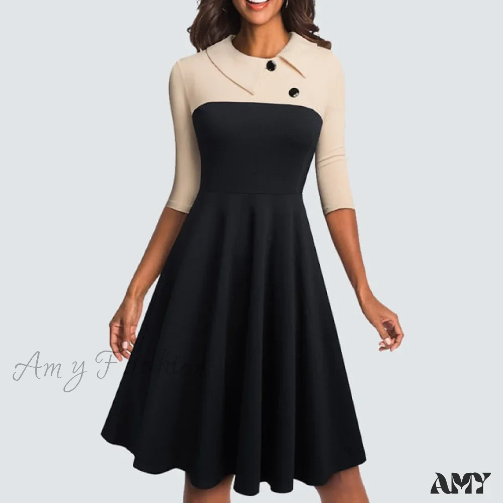 Amy Fashion - Swing Skater Work Office Casual Dress - Image 3