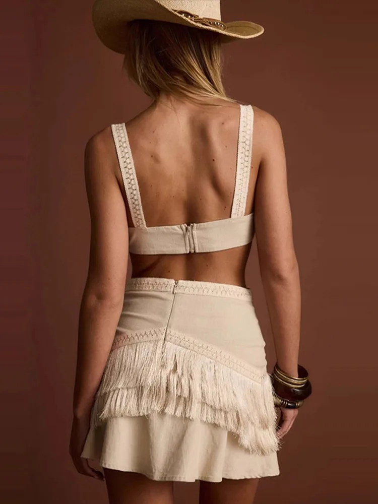 Tassel Hollow Cut Out Mini Dress - Image 2