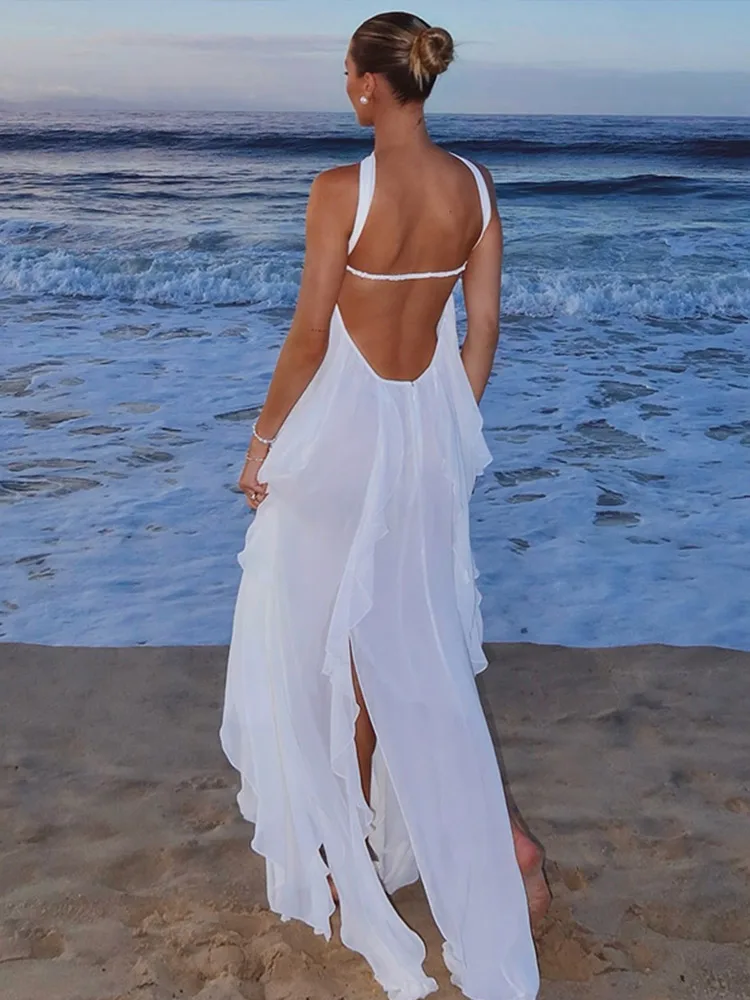 Tassel Ruffle Mesh Off Shoulder Midi Dress - Image 2