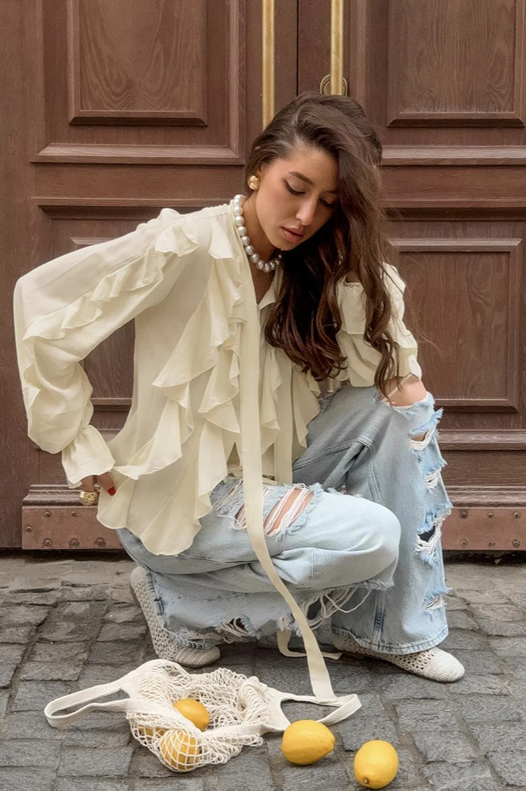 Tencel Loose Long-Sleeve Blouse - Image 4