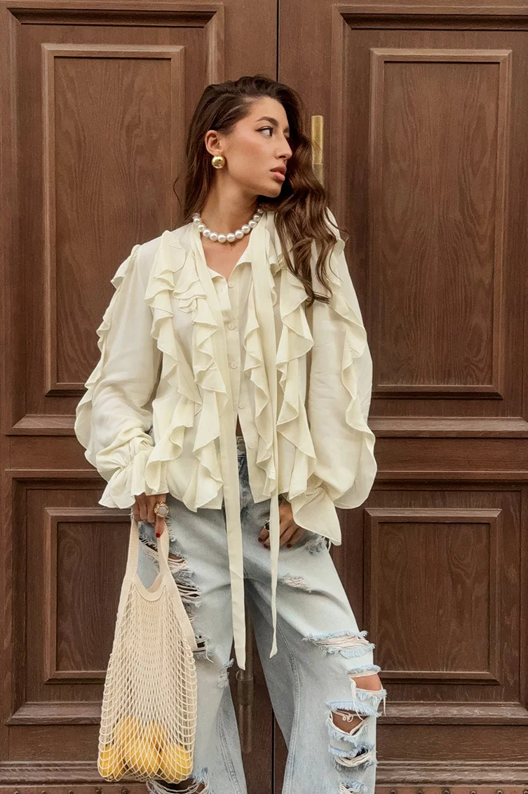 Tencel Loose Long-Sleeve Blouse - Image 5