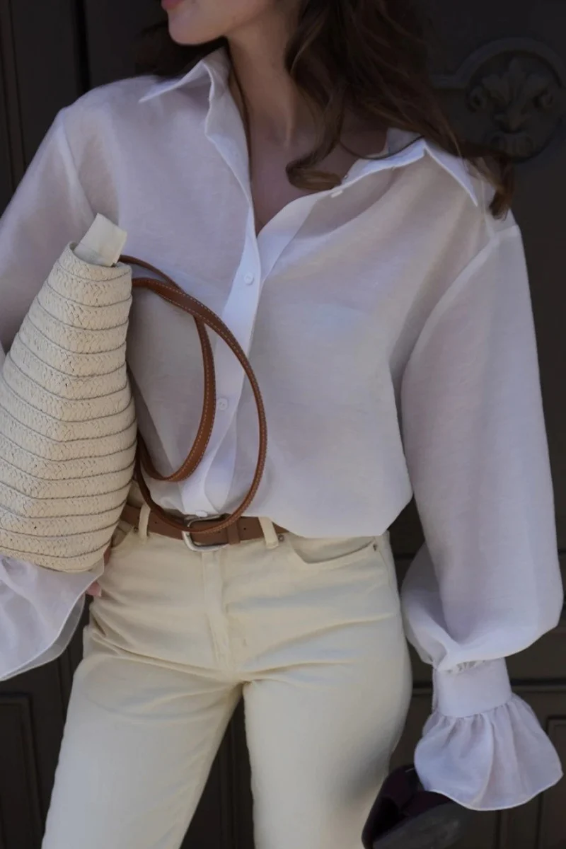 Tencel Loose Long-Sleeve Blouse - Image 11