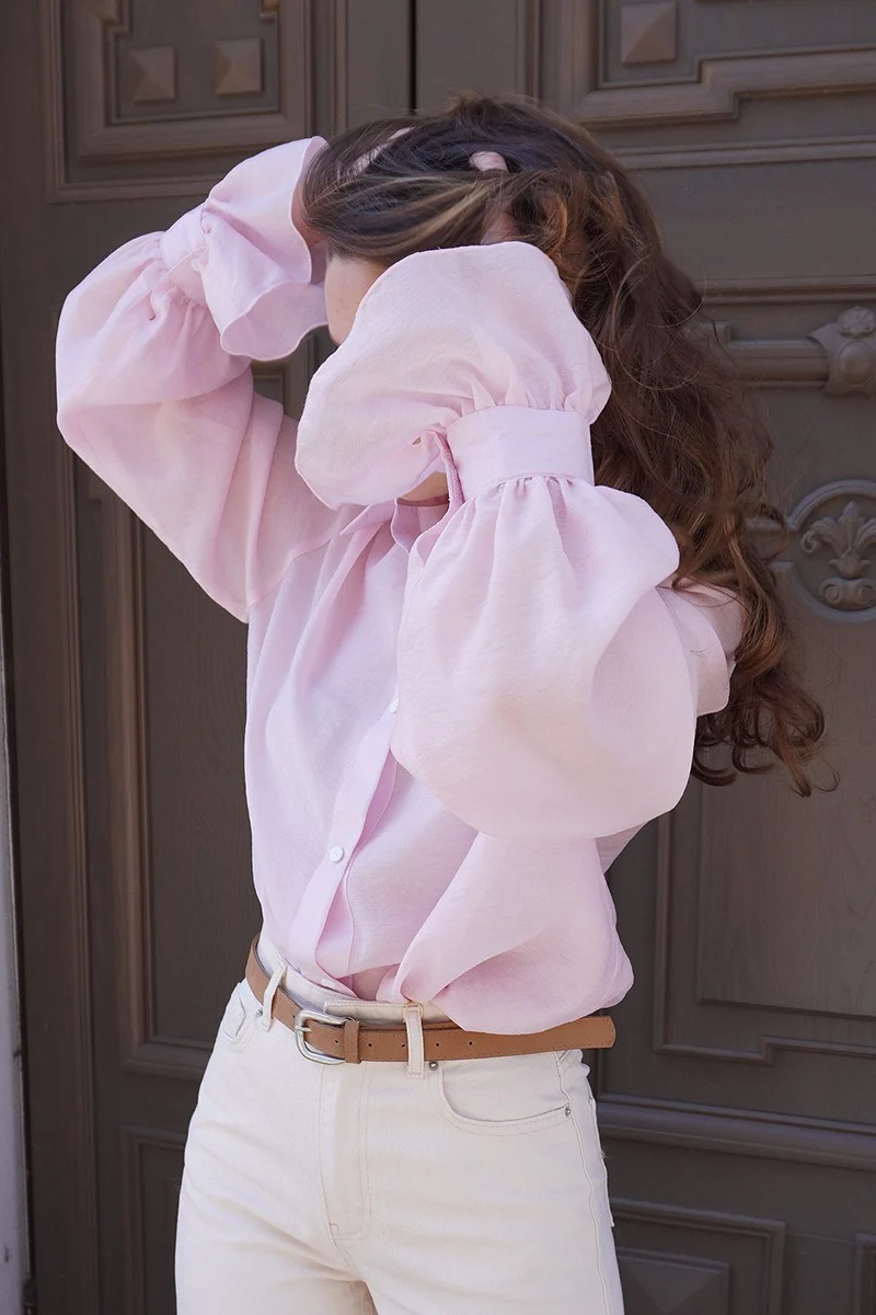 Tencel Loose Long-Sleeve Blouse - Image 3